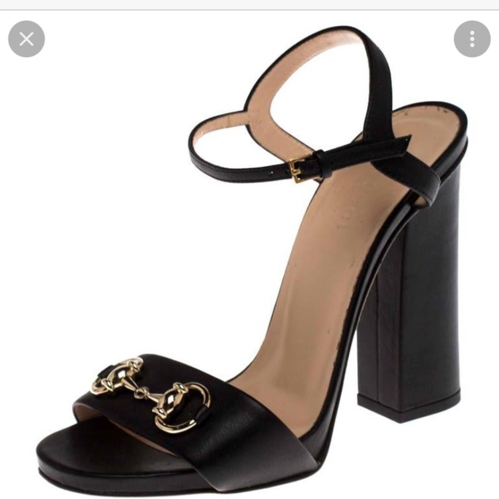 Brand new, authentic Gucci, black leather, open toe sandals, size 38